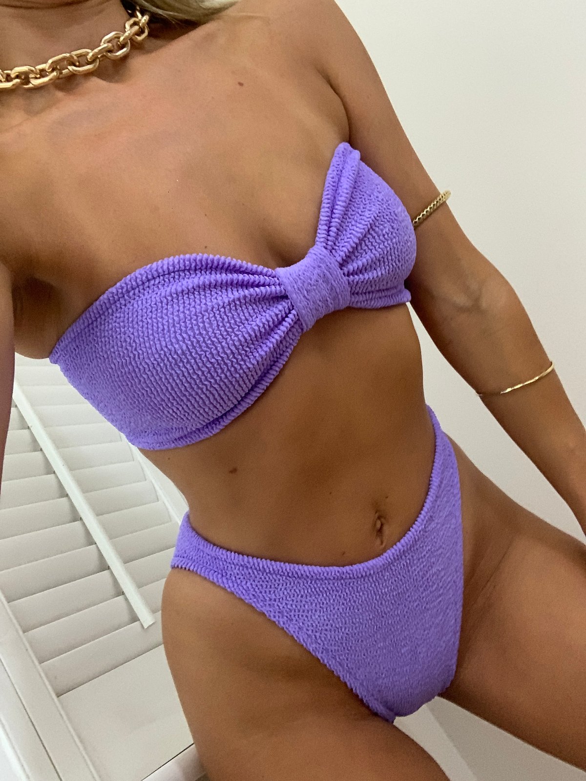 Velvety lilac string bikini bottom, Quintsoul
