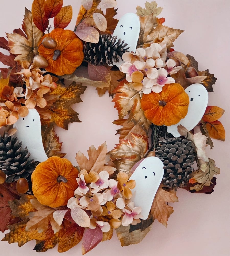Image of The Spooky Ghouls Harvest Outdoor or Indoor Wreath.