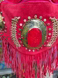 Image 2 of Dolly Bumbag suede fringe tassles RED