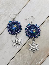 Image 1 of Navy Snowflake earrings 