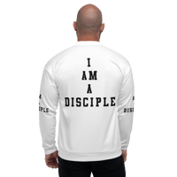 Image 2 of Unisex Bomber Jacket - Black and white disciple