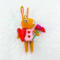 Image 2 of Sweetheart Bunny with Red Heart and Vintage Florals
