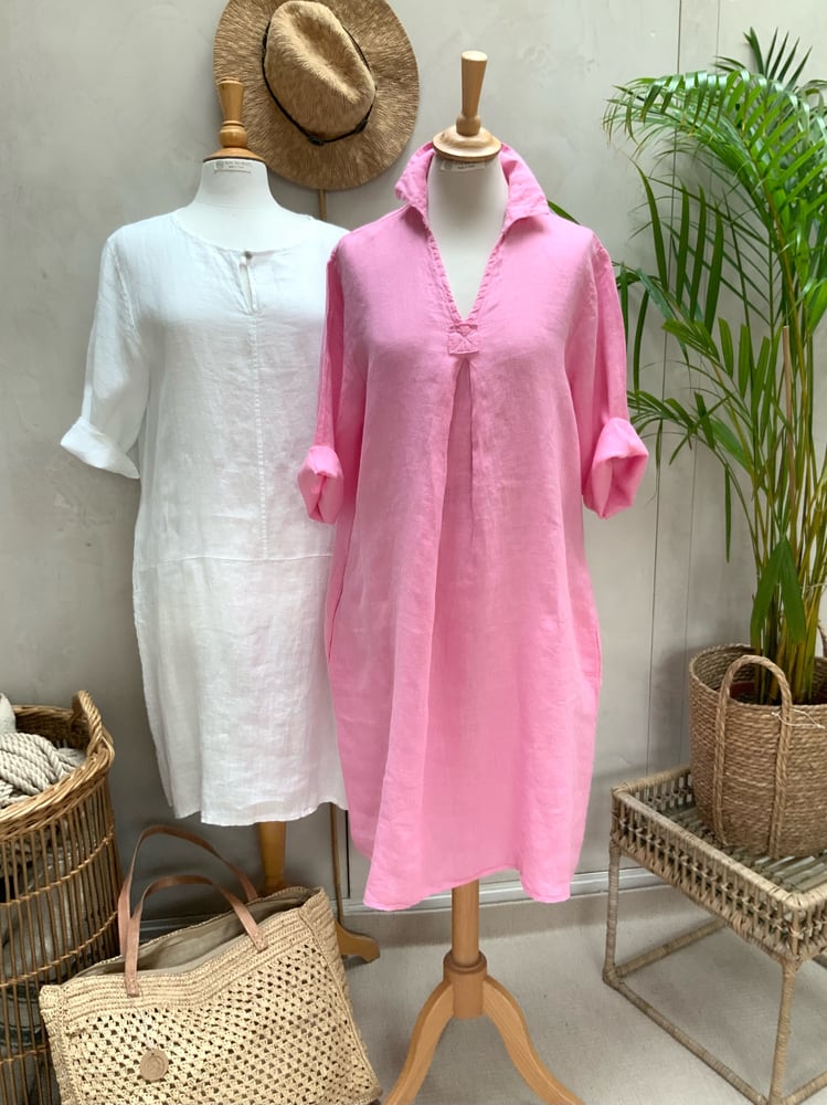 Image of Robe En Lin Daphné Rose Claire