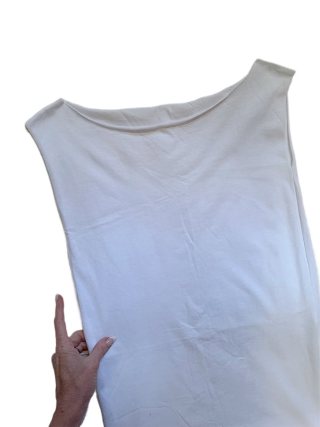 white SMALL deadstock early 2000's cotton raw edge Kate Moss tank dress