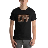 Image 4 of STAY LIT BROWN/CREAM Short-Sleeve Unisex T-Shirt