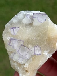 Image 13 of QR Code Fluorite On Druzy Quartz Matrix Specimen| Guizhou China #3058