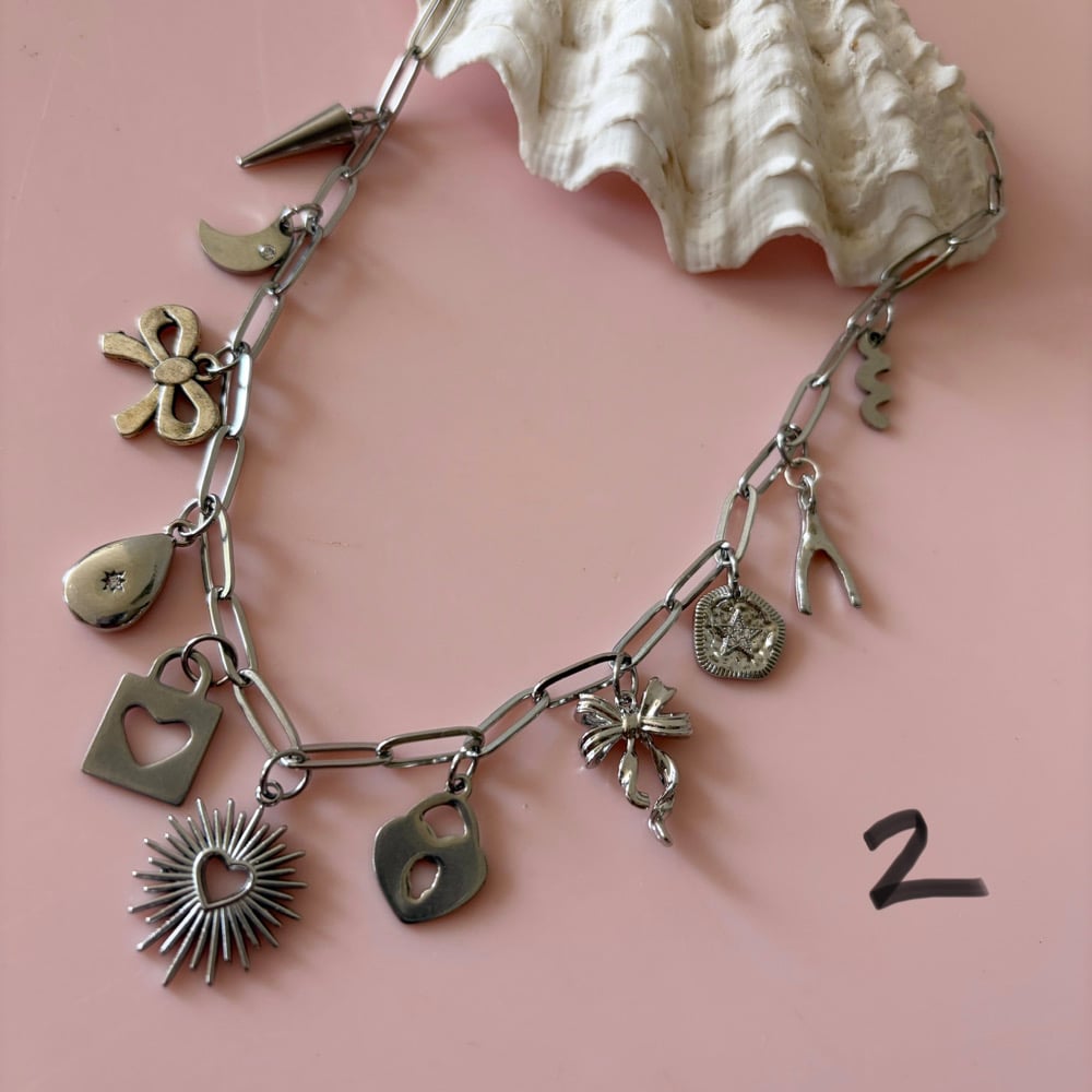 Image of Stainless Paperclip Charm Necklaces