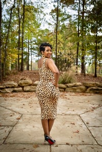 Image 4 of Cheetah Print Cardigan Dress Set w/front tie