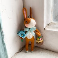 Image 1 of Brown Dutch Rabbit with Basket of Eggs and Florals