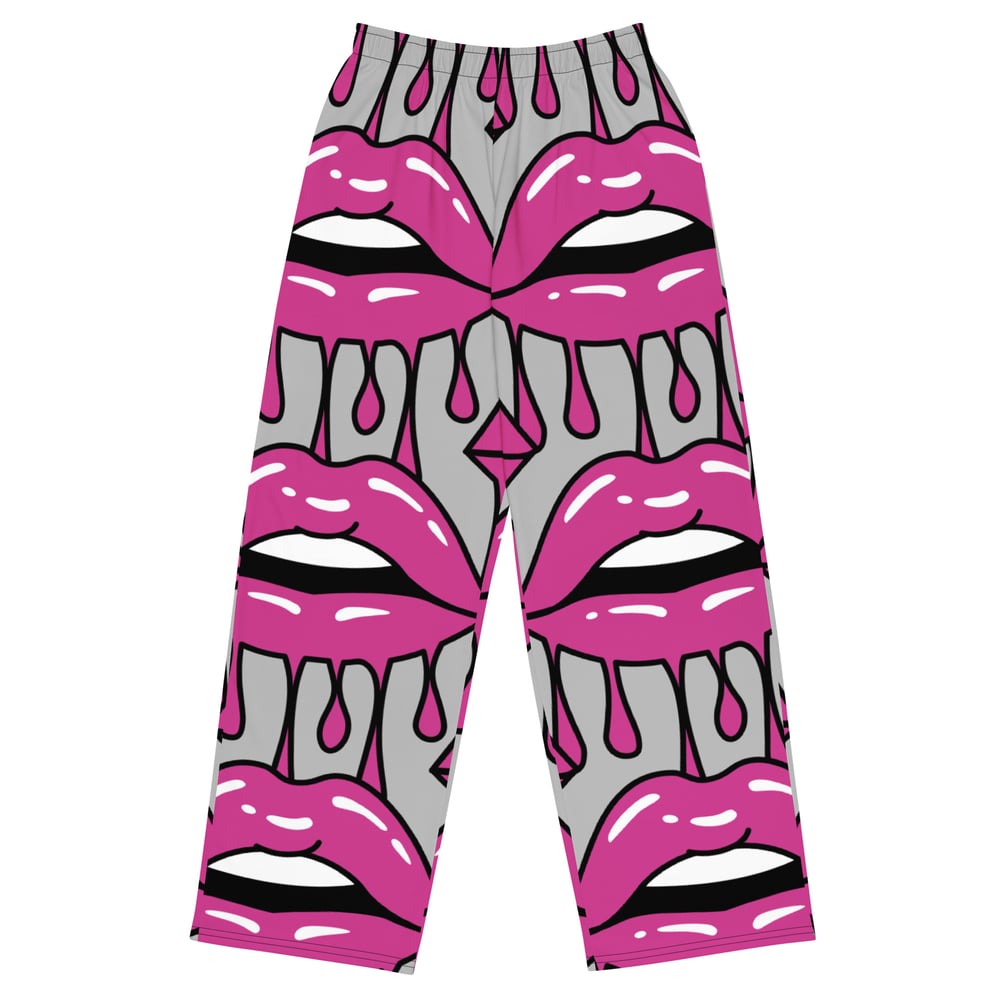 Image of Lips All-over print unisex wide-leg pants