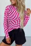 Pink Check Mesh Top