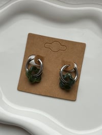 Olive Green Resin Flower Huggies Stianless Steel