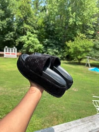 Image 1 of Platform velvet slides 