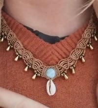 Image 1 of Larimar cowrie shell necklace 