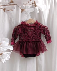 Image 1 of Baby girl body-dress for photoshoot | Mili | burgundy | 0-3 months