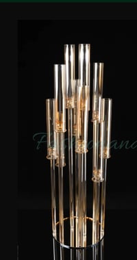 Image 1 of 48” Tall 10 Arms Gold Crystal Glass Candle Holders ,Champagne Gold Candelabra for rent only 