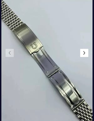 Image of Omega 20mm Silver colour rice bead strap / bracelet / band with curved buckle.