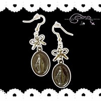 Image 2 of Miraculous Medal Bow Earrings 