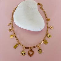 Image 4 of Drop 2 Gold Paperclip Charm Necklaces