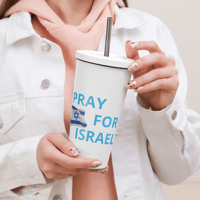 Image 1 of Insulated tumbler with a straw (Pray For Israel)