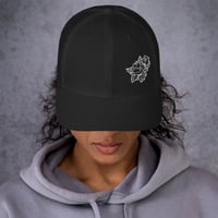 Image 1 of Classic Trucker 6 panel Embroidered Rose Hat