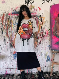 Image 3 of “BURN IT DOWN” HAND PAINTED T-SHIRT XL