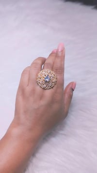 Image 1 of ADR45010_Gold Plated White Stone American Diamond Adjustable Ring