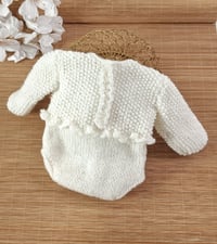 Image 1 of Newborn girls knitted bodysuit for photoshoots | Aila  | creamy
