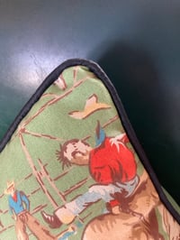 Image 8 of Western green cowboy cushion cover with black piping