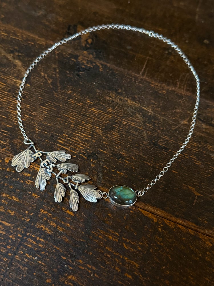 Image of Maidenhair Fern Labradorite "Resist" Statement Necklace