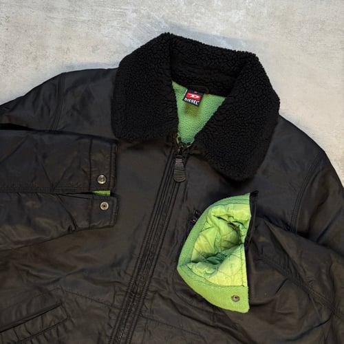 Image of Diesel Shearling Bomber Jacket, size medium