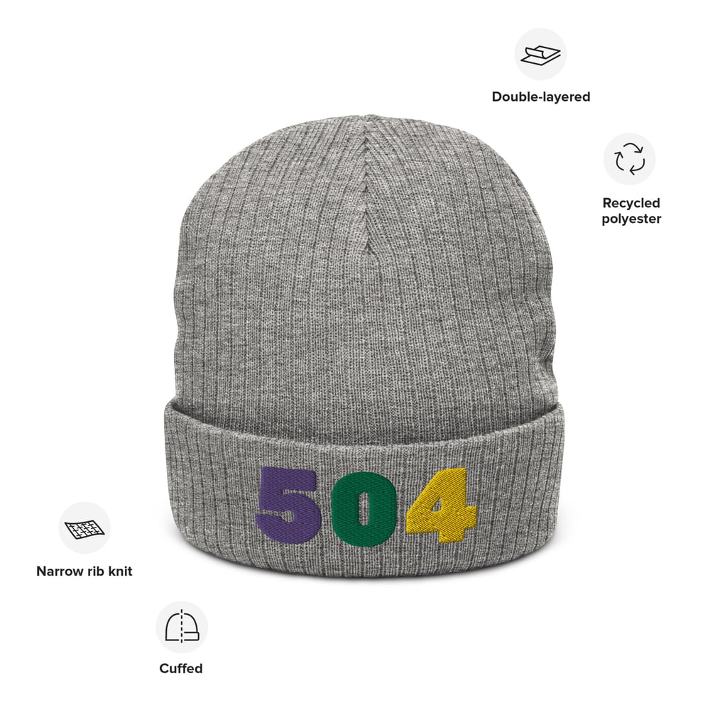 Image of 504 Mardi Gras Ribbed knit beanie
