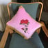 Pink velvet, red rose cushion Image 8