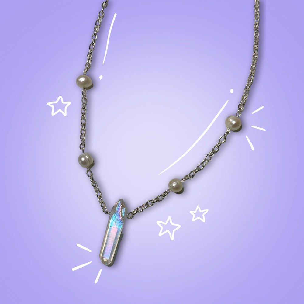 Image of quartz point chain necklace