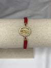 Crystal Diamond Virgin Mary Pendant X Red Threaded Bracelet