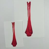Reproduction Linocut Print - red Viking glass