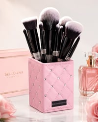 Image 2 of  10 Piece Black Makeup Brushes Rhinestone Brush Set