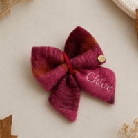 Image 1 of CUSTOM EMBROIDERED BOW - MERLOT