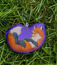 Image 1 of Plush lounging fox keychain 