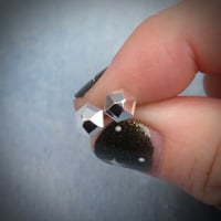 Image 4 of Handmade sterling silver six sided gem faceted stud earrings. Minimal faceted studs 925