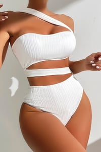 Image 5 of White One Strap Swim Suit