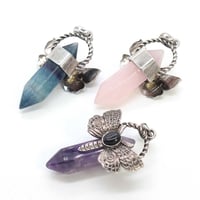 Image 4 of Crystal Hexagon Prism Dragonfly Stone Pendant For Women Necklace DIY Natural Amethyst Quartz Fluorit
