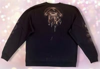 Image 3 of “OWL SPIRIT” BLEACH PAINTED PULLOVER SWEATER XL