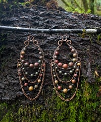 Image 2 of Jasper chained hoops *for stretched ears only*