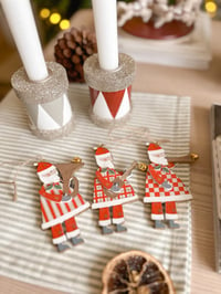 Image 1 of SALE! Wooden Santa Decorations ( Set of 3 )
