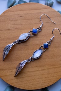 Image 4 of Moonstone & Lapis Lazuli Earrings