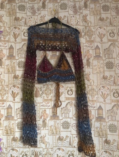 Image of Funky Fishnet Bolero with Crop Top
