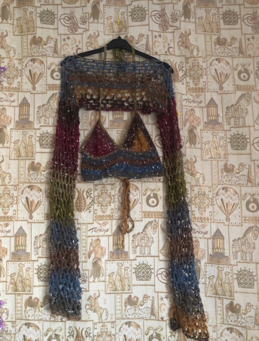 Image of Funky Fishnet Bolero with Crop Top