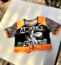 Image 1 of Angelic Upstarts orange & leopard crop top (size M)