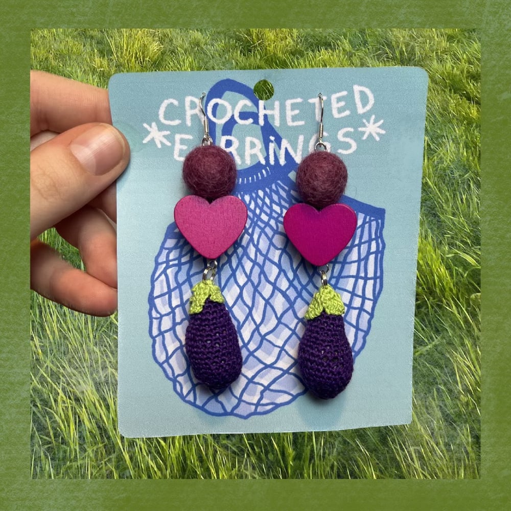 Image of AUBERGINES crocheted earrings 